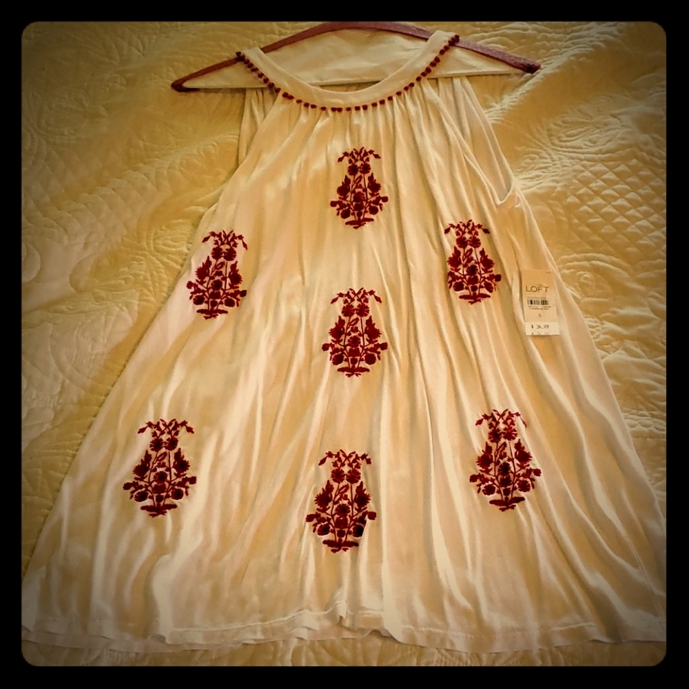 Loft Patterned Sleeveless Top Sm